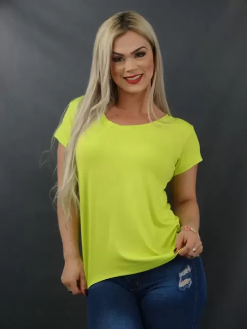 Blusa Feminina T-shirt em Viscolycra Verde Limao [2112112]