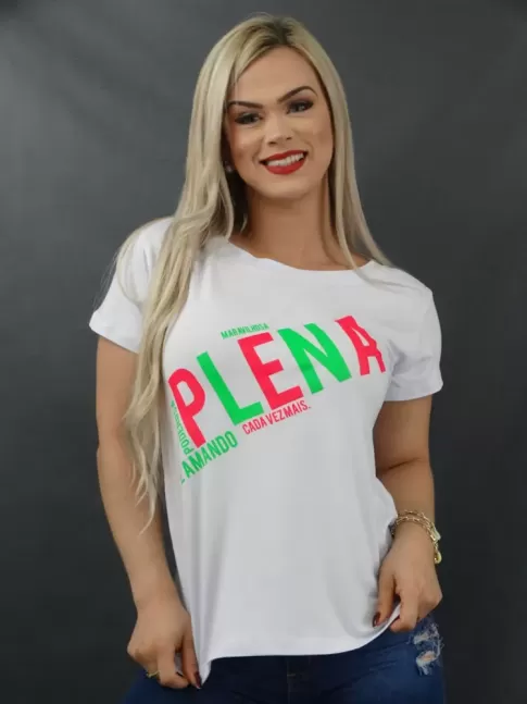 Blusa Feminina T-shirt em Viscolycra Branco Plena [2112145]