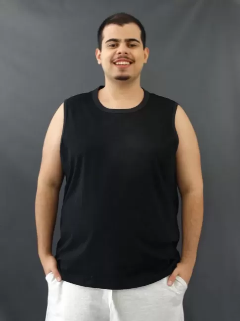 Camiseta Masculina Regata Machão Basic Plus Size Preto [2010130]