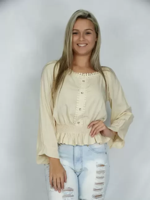 200- Blusa Cigana com Guipir e Elástico