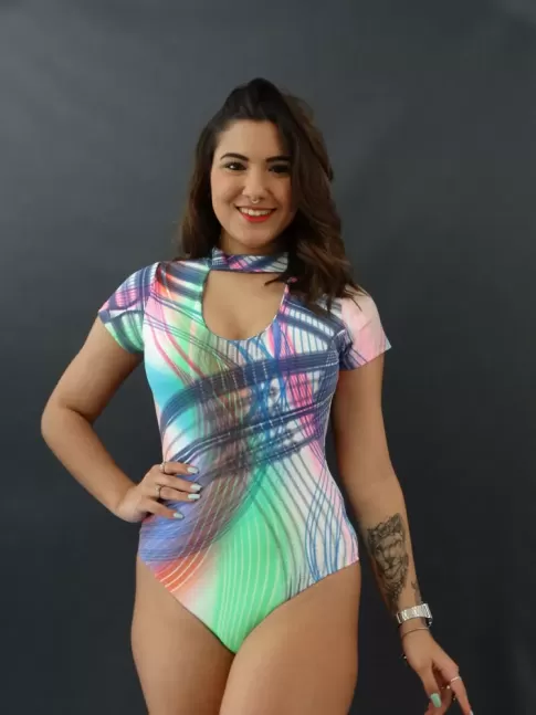 Body em Meryl de Manguinha Abertura e Golinha Colors