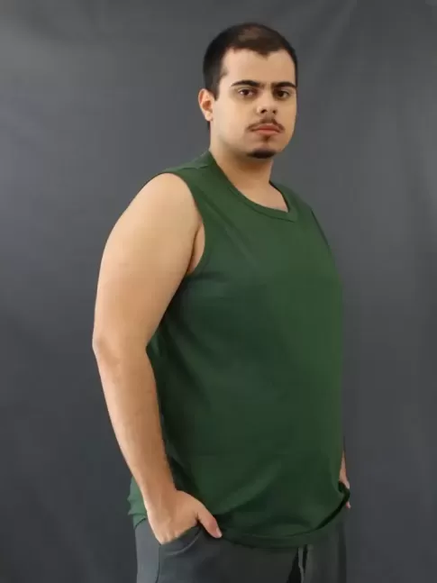 Camiseta Masculina Regata Machão Basic Plus Size Verde [2010131]