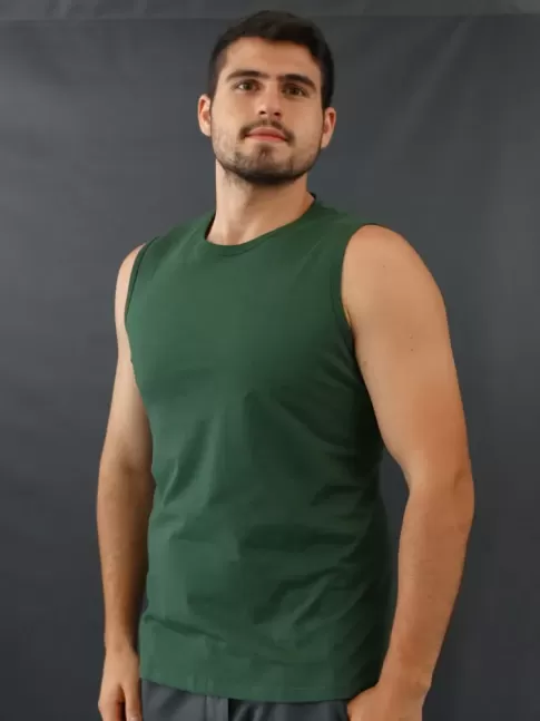 Camiseta Masculina Regata Machão Basic Verde [2010040]