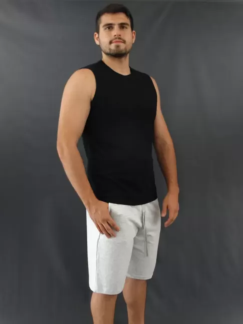 Bermuda Masculina Moletinho Bolso Lateral Cinza Claro [2010057]