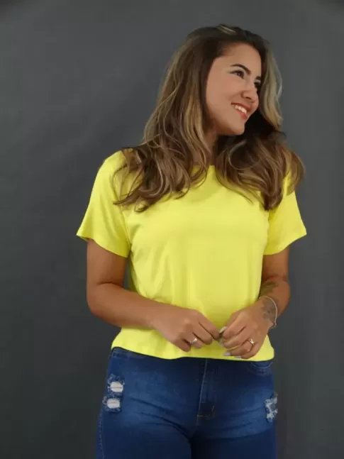 Blusa T-Shirt Feminino em Viscolycra Amarelo [2112188]