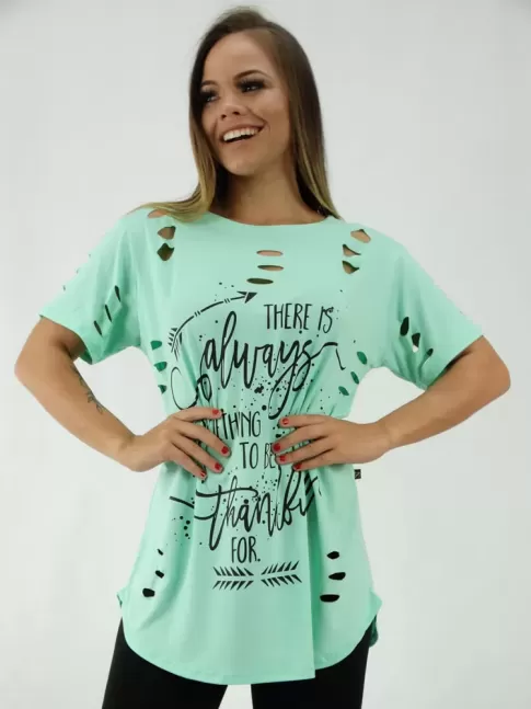 T-Shirt Mullet Sobre Legging Corte a Laser em Viscolycra Verde Always [2001320]