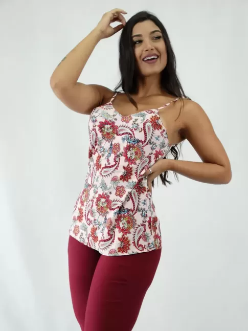 Blusa em Viscose Rosa com Cachemir