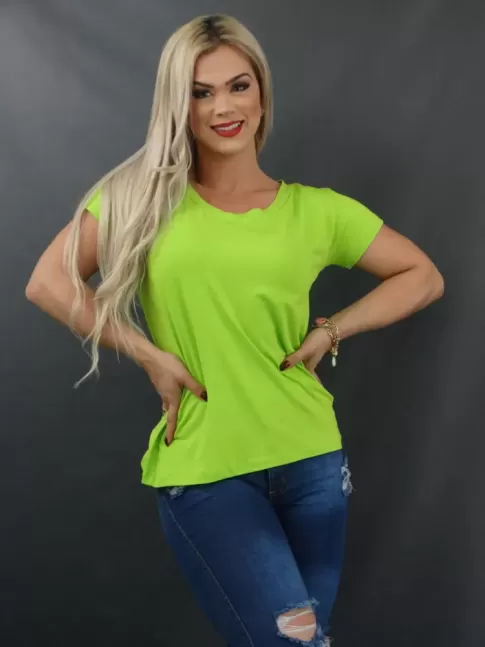 Blusa Feminina T-shirt em Viscolycra Verde Abacate  [2112114]