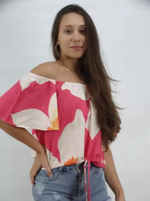 Blusa Feminina Ciganinha com Laco em Viscose  Geometrica Colors [2303012]