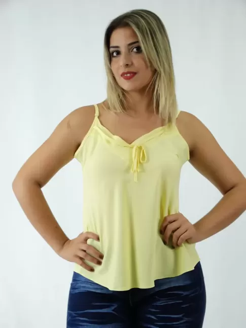 Blusa em Viscose com Amarração e Detalhe Nuvem Amarela [1812009]