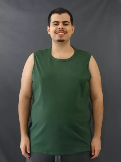 Camiseta Masculina Regata Machão Basic Plus Size Verde [2010131]