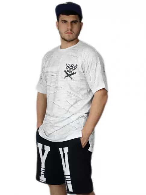 312 - Camiseta Swag Longa Manchada