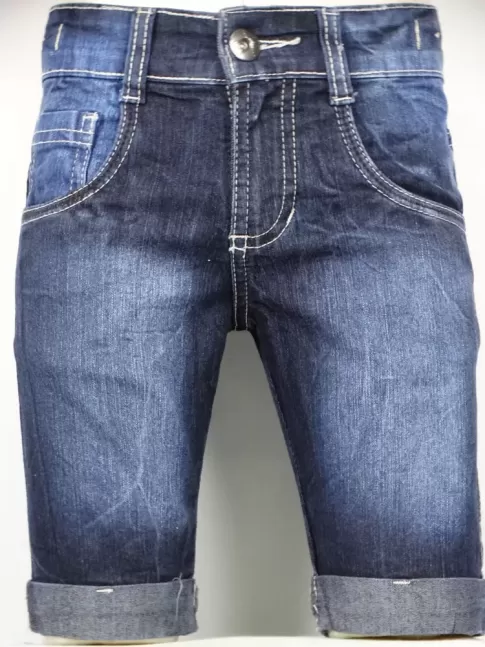 311 - Bermuda masculina Infantil em jeans com c/Stretch Bainha virada