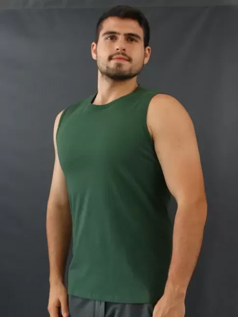 Camiseta Masculina Regata Machão Basic Verde [2010040]