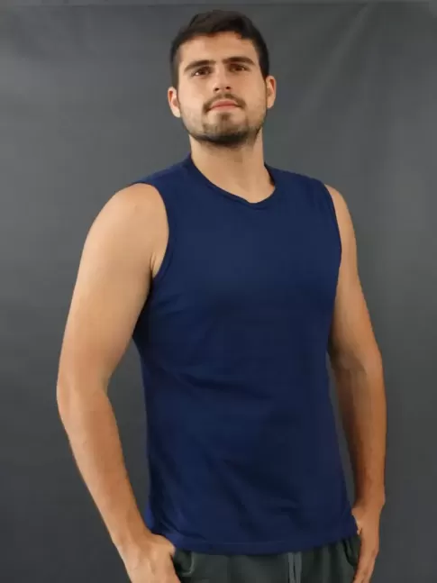 Camiseta Masculina Regata Machão Basic Azul Marinho [2010039]