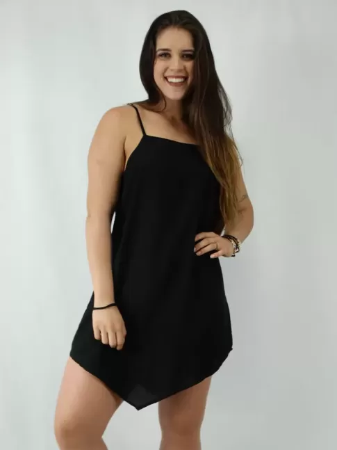 Vestido em Viscose Assimetrico Preto [1809227&91;