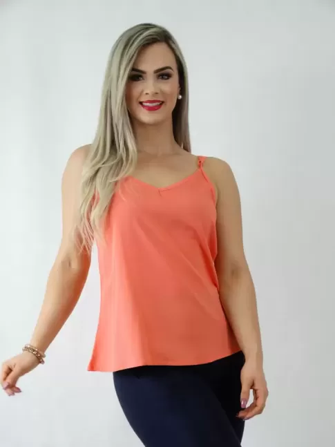 Blusa em Viscose de Alça Decote V Goiaba [1910066]