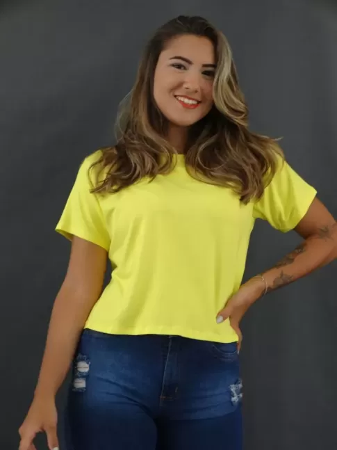 Blusa T-Shirt Feminino em Viscolycra Amarelo [2112188]