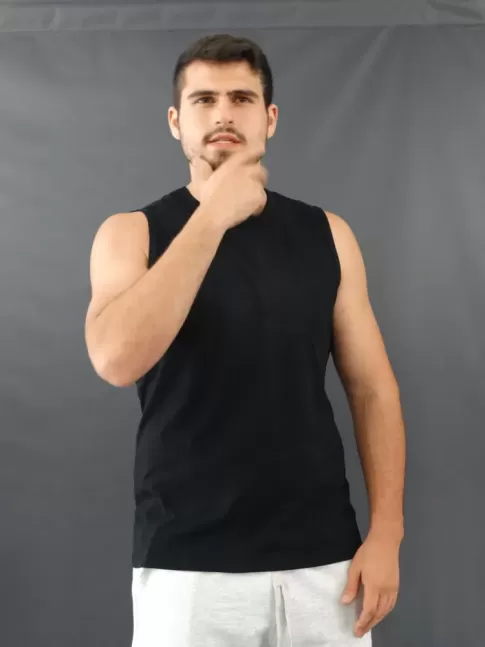 Camiseta Masculina Regata Machão Basic Preto [2010038]