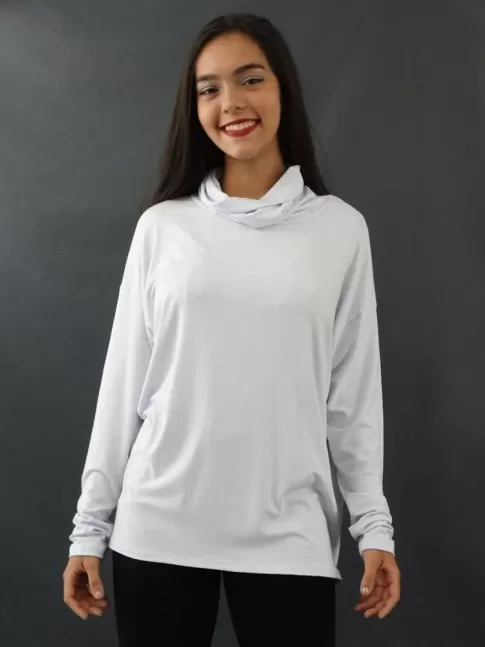 Blusao Feminino Gola Alta em Viscolycra Branco [2204006]