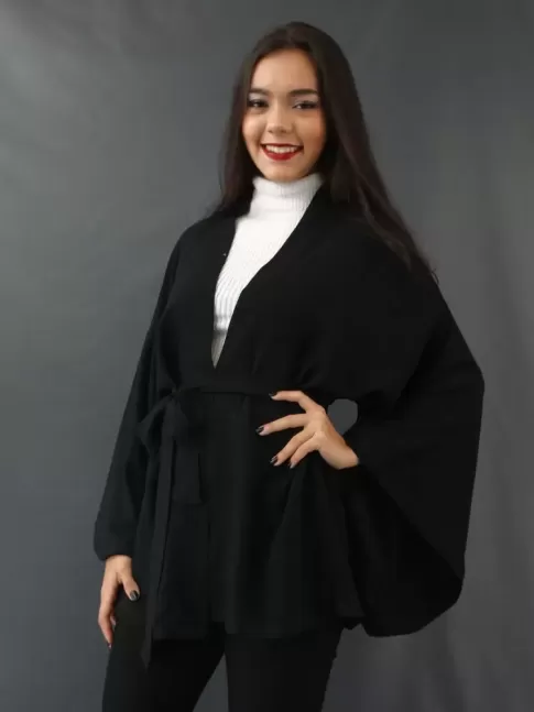 Kimono em Viscose Preto Liso [1904178]
