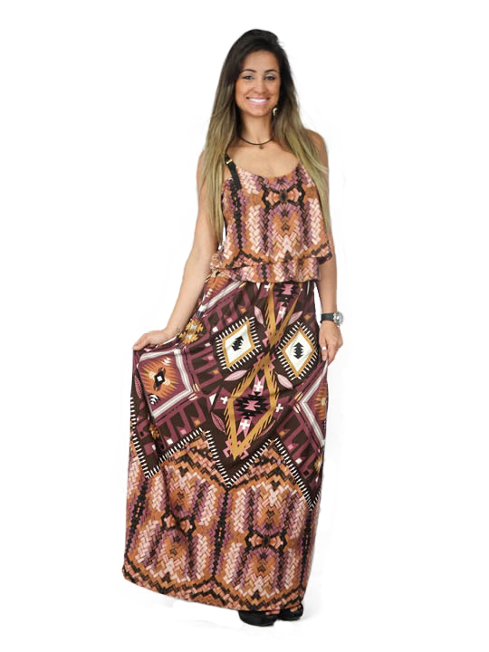 vestido longo de couro