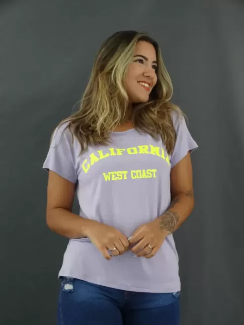 Blusa Feminina T-shirt em Viscolycra California Lilás  [2112122]