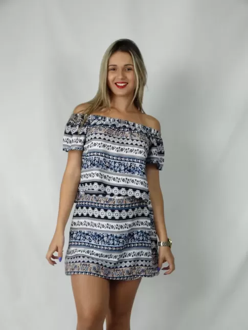 100 - Conjunto Ciganinha com Short Saia em Visco Faille  Estampado